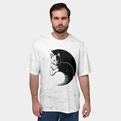 Футболка оверсайз мужская Кот инь ян, цвет: 3D-принт — фото 2