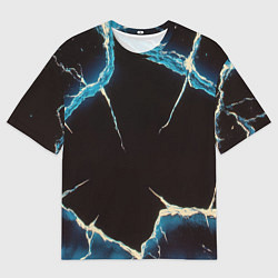 Мужская футболка оверсайз Разлом черного абстрактного стекла
