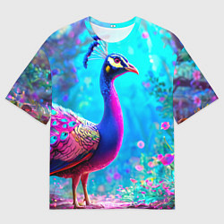 Футболка оверсайз мужская Яркий павлин, цвет: 3D-принт