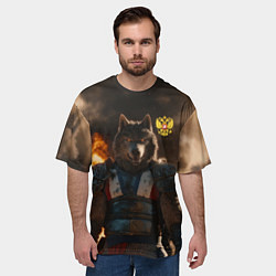 Футболка оверсайз мужская Русский волк - сибирский страж, цвет: 3D-принт — фото 2