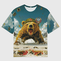 Футболка оверсайз мужская Советский могучий медведь, цвет: 3D-принт