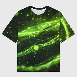 Мужская футболка оверсайз Текстура зеленая жидкость