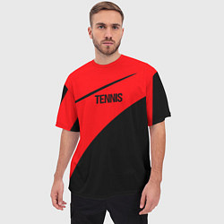 Футболка оверсайз мужская Tennis красно-чёрный, цвет: 3D-принт — фото 2