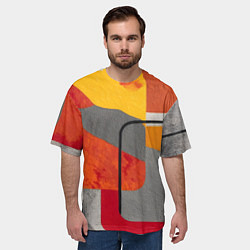 Футболка оверсайз мужская Абстракция с желтым и оранжевым, цвет: 3D-принт — фото 2