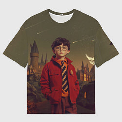 Футболка оверсайз мужская Гарри Поттер в красной куртке, цвет: 3D-принт