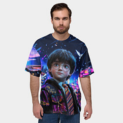 Футболка оверсайз мужская Гарри Поттер и мегаполис, цвет: 3D-принт — фото 2