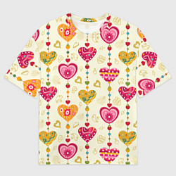 Мужская футболка оверсайз Сердечки подборка