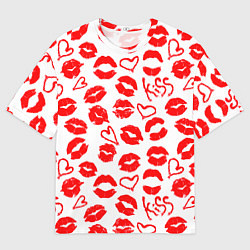 Футболка оверсайз мужская Губы и сердца, цвет: 3D-принт
