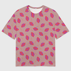 Мужская футболка оверсайз Узор из пурпурных листьев