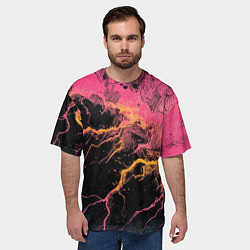 Футболка оверсайз мужская Абстрактные молнии текстура, цвет: 3D-принт — фото 2