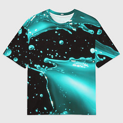 Мужская футболка оверсайз Разрыв голубой краски