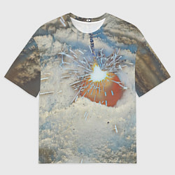 Футболка оверсайз мужская Искрящийся мандарин на снегу, цвет: 3D-принт