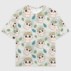 Футболка оверсайз мужская Кошачий камуфляж каваи, цвет: 3D-принт