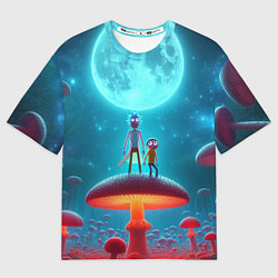 Футболка оверсайз мужская Рик и Морти в стране неоновых гигантских грибов, цвет: 3D-принт