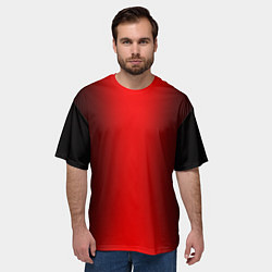 Футболка оверсайз мужская Чёрно-красный градиент по центру, цвет: 3D-принт — фото 2