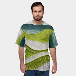 Футболка оверсайз мужская Лаймовые волны, цвет: 3D-принт — фото 2