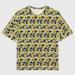 Футболка оверсайз мужская Киберпанк шестиугольники жёлтые, цвет: 3D-принт
