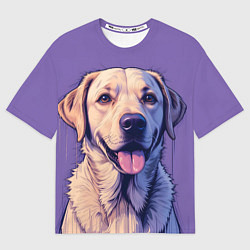 Футболка оверсайз мужская Лабрадор на фиолетовом фоне, цвет: 3D-принт
