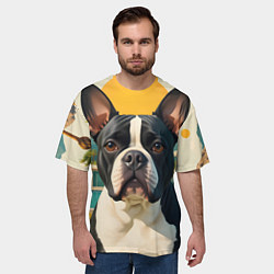 Футболка оверсайз мужская Бульдог и лето, цвет: 3D-принт — фото 2