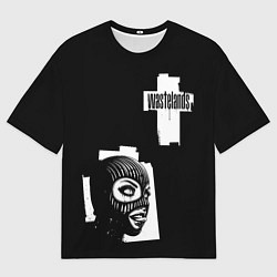 Футболка оверсайз мужская Крест и девушка в маске, цвет: 3D-принт