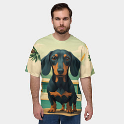 Футболка оверсайз мужская Такса и лето, цвет: 3D-принт — фото 2