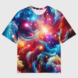Мужская футболка оверсайз Colorfull neon space clouds - ai art fantasy