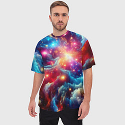 Футболка оверсайз мужская Colorfull neon space clouds - ai art fantasy, цвет: 3D-принт — фото 2