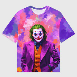 Футболка оверсайз мужская Джокер и фиолетовые краски, цвет: 3D-принт