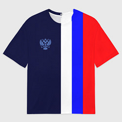 Мужская футболка оверсайз Герб России и триколор