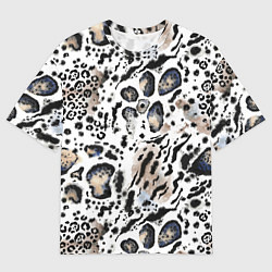 Мужская футболка оверсайз Пятна леопарда абстрактные