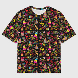 Мужская футболка оверсайз Merry Christmas - New Year