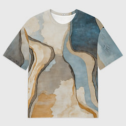 Мужская футболка оверсайз Абстракция с песком и водой