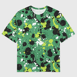 Футболка оверсайз мужская Кляксы на зелёном, цвет: 3D-принт