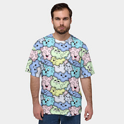 Футболка оверсайз мужская Милые облачка мультяшные, цвет: 3D-принт — фото 2