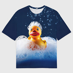 Футболка оверсайз мужская Резиновая уточка в мыльной пене, цвет: 3D-принт