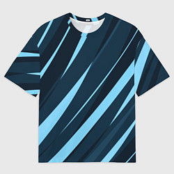Мужская футболка оверсайз Тёмный бирюзовый контрастные полосы