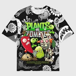 Футболка оверсайз мужская Растения против зомби персонажи, цвет: 3D-принт