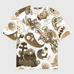 Футболка оверсайз мужская Растения против зомби в бежевых тонах, цвет: 3D-принт