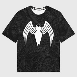 Мужская футболка оверсайз Знак венома с текстурой симбиота
