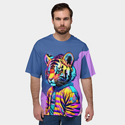 Футболка оверсайз мужская Cool tiger cub - pop art, цвет: 3D-принт — фото 2