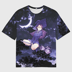 Футболка оверсайз мужская Веселая ведьма летит на шабаш, цвет: 3D-принт