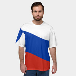 Футболка оверсайз мужская Флаг России волной, цвет: 3D-принт — фото 2