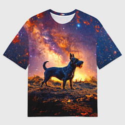 Футболка оверсайз мужская Скотч-терьер в космосе, цвет: 3D-принт