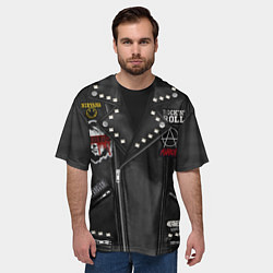 Футболка оверсайз мужская Косуха рокерская с нашивками Nirvana, цвет: 3D-принт — фото 2