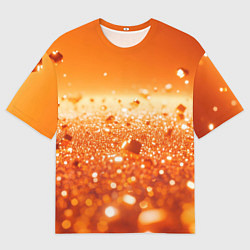 Мужская футболка оверсайз Оранжевые блестящие частицы текстура