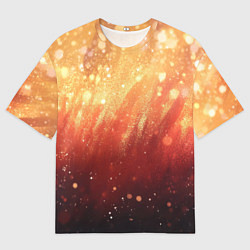 Мужская футболка оверсайз Желто-красная текстура блестящая