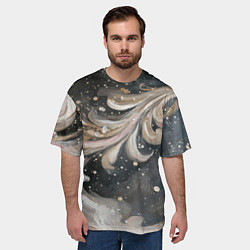 Футболка оверсайз мужская Бежевый объемный узор, цвет: 3D-принт — фото 2