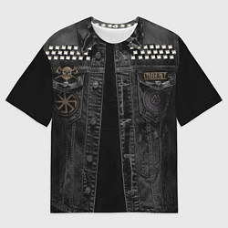 Футболка оверсайз мужская Джинсовка с славянским викингом и татуировками, цвет: 3D-принт