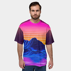 Футболка оверсайз мужская Неоновый закат, цвет: 3D-принт — фото 2