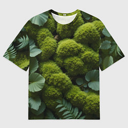 Футболка оверсайз мужская Зеленый мох и листья, цвет: 3D-принт